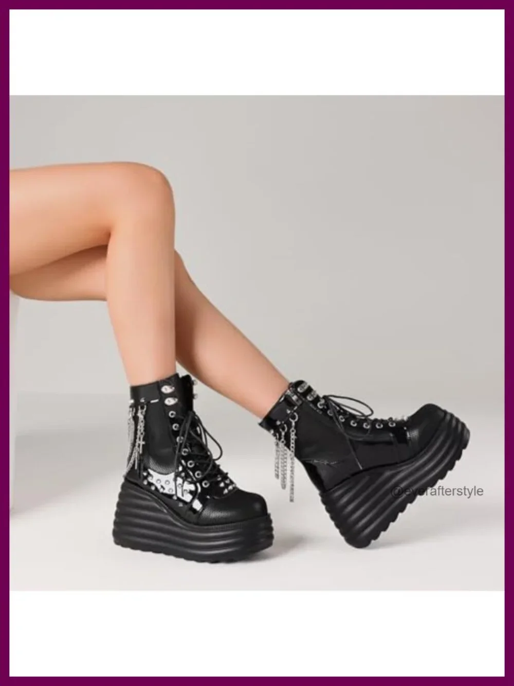 Platform Goth Ankle Boots Women Rave Combat Booties